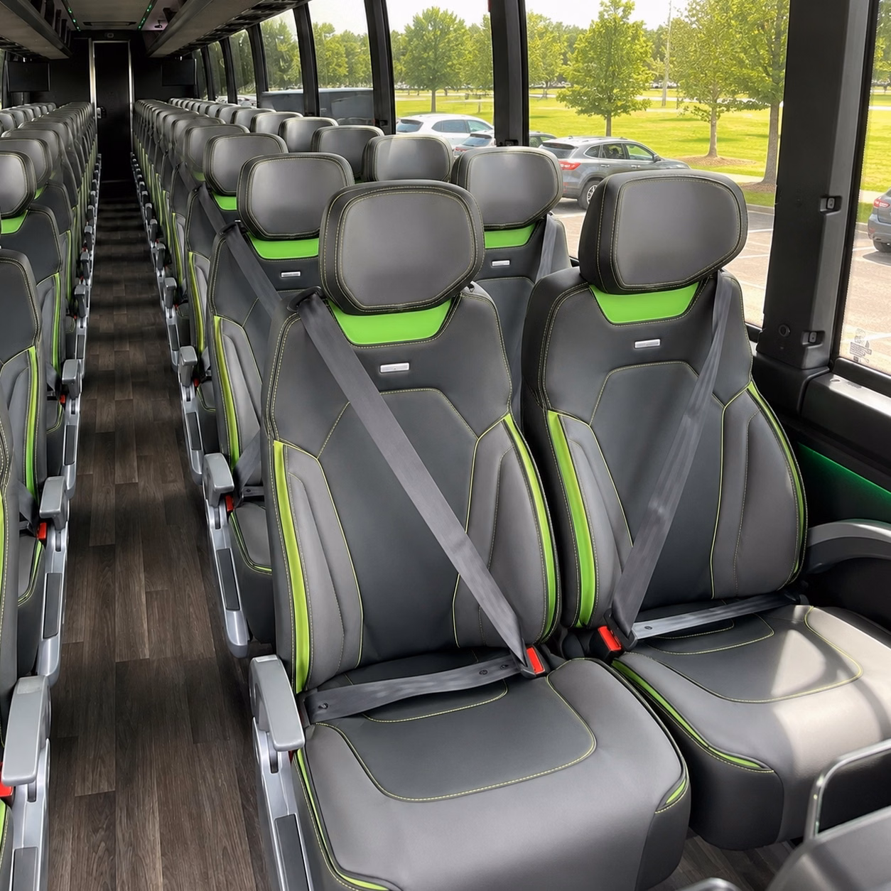56 passenger charter bus inside
